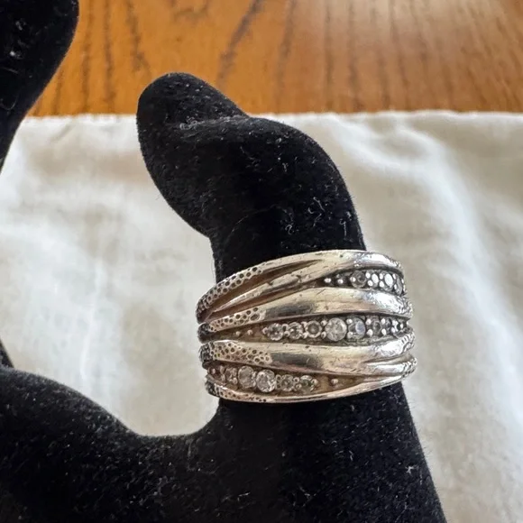 Silpada Silver Multi-Band Ring with Crystal Accents - Picture 1 of 4